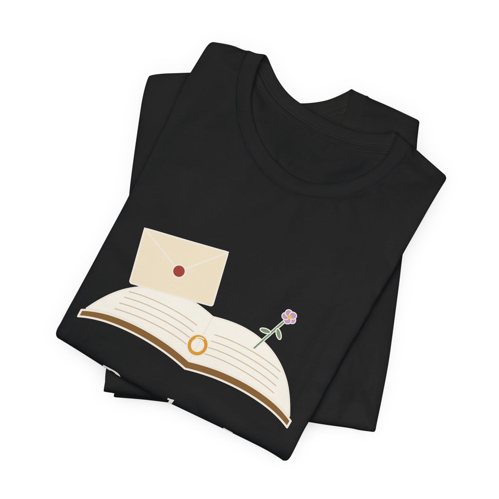 Brontë Quote T-Shirt, Reader, I Married Him, Wedding Letter and Ring Tee
