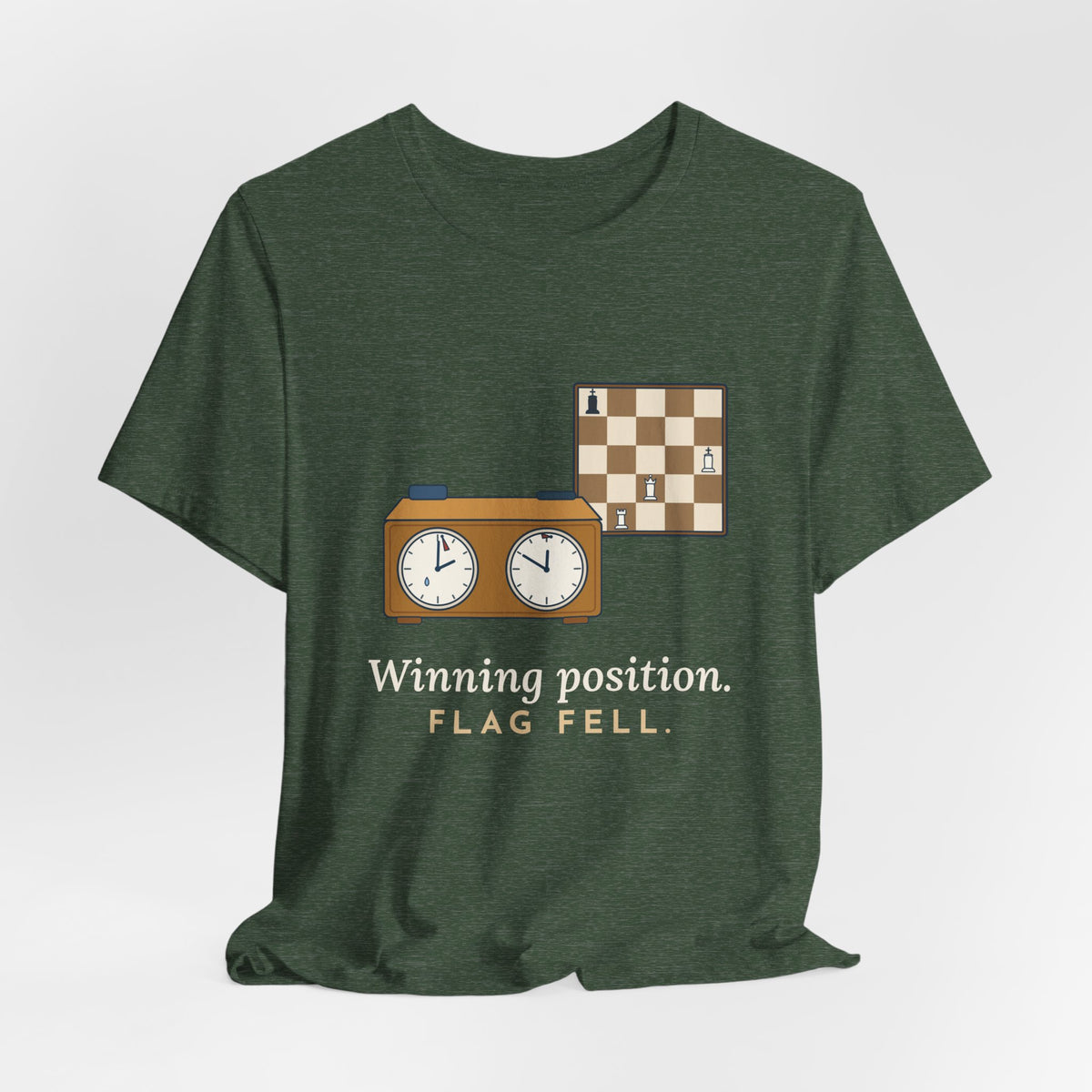 Chess T-Shirt - Winning Position. Flag Fell. Funny Blitz Chess Clock Tee