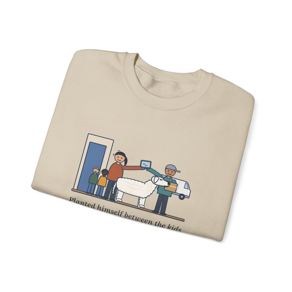 Kuvasz Crewneck Sweatshirt - Kept Watch Over the Kids Until the Delivery Was Signed