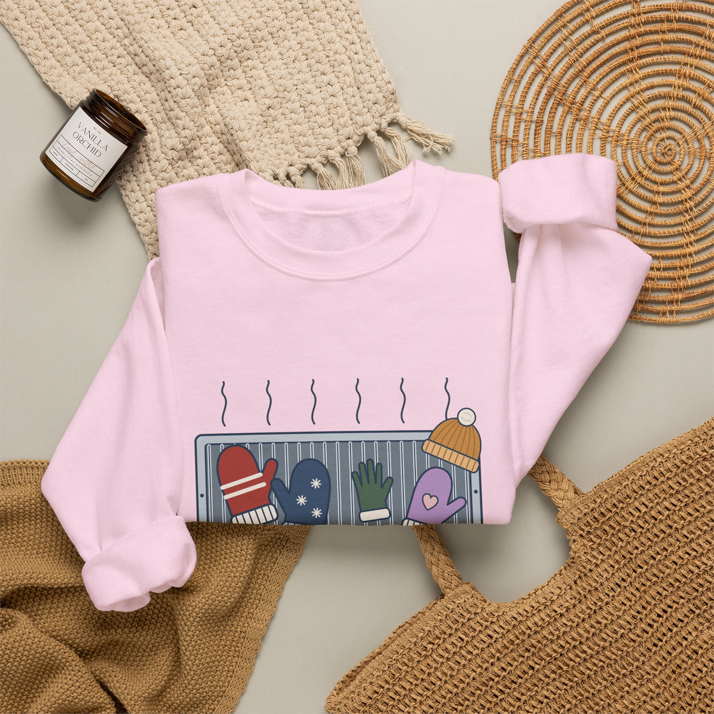 Snow Day Crewneck Sweatshirt - Mittens Drying on Every Vent Winter Sweatshirt