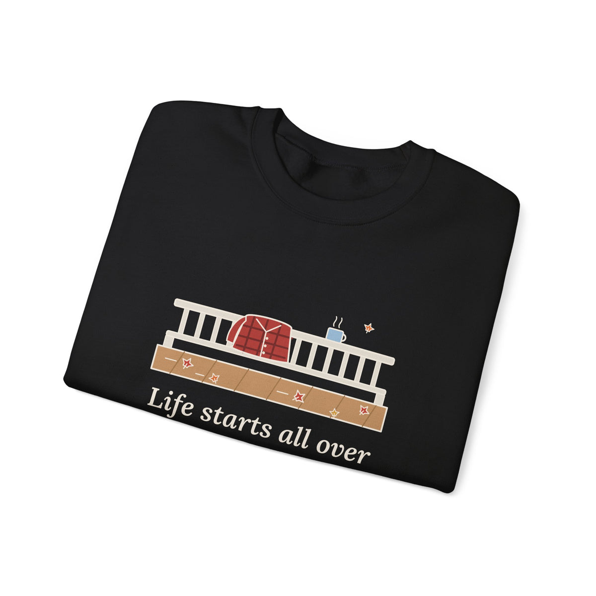 Life Starts All Over Again When It Gets Crisp Sweatshirt, Fall Fitzgerald Quote Crewneck with Porch Morning