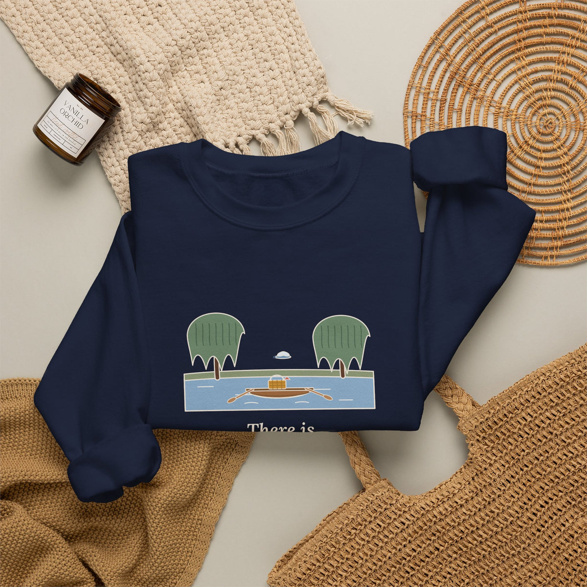 Simply Messing About in Boats Sweatshirt, Boating Grahame Quote Crewneck with River Rowboat
