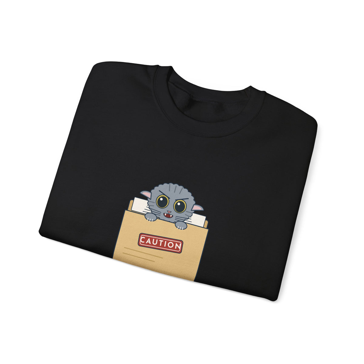 Veterinary Technician Crewneck Sweatshirt - The Chart Says CAUTION. The Cat Agrees.