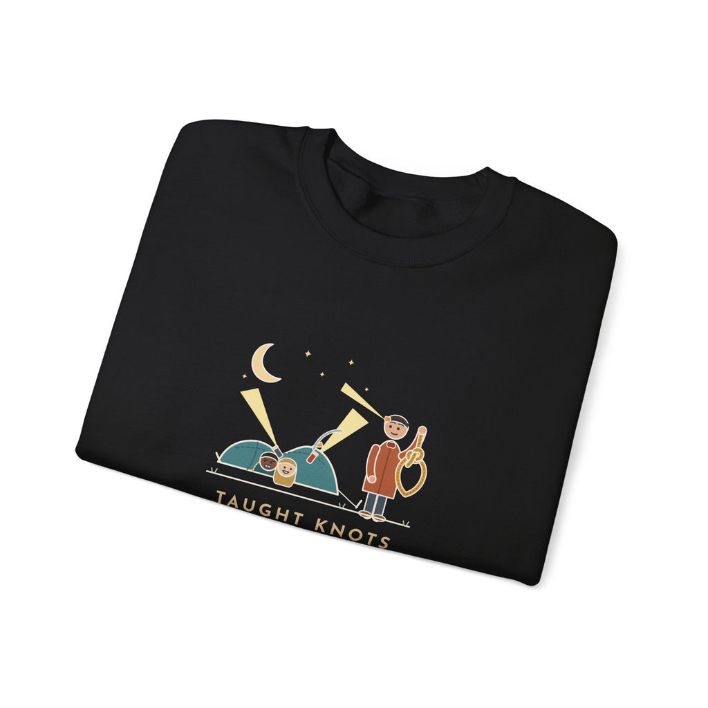 Outdoor Education Teacher Crewneck Sweatshirt - Knots for an Hour, Tent Fell at Midnight