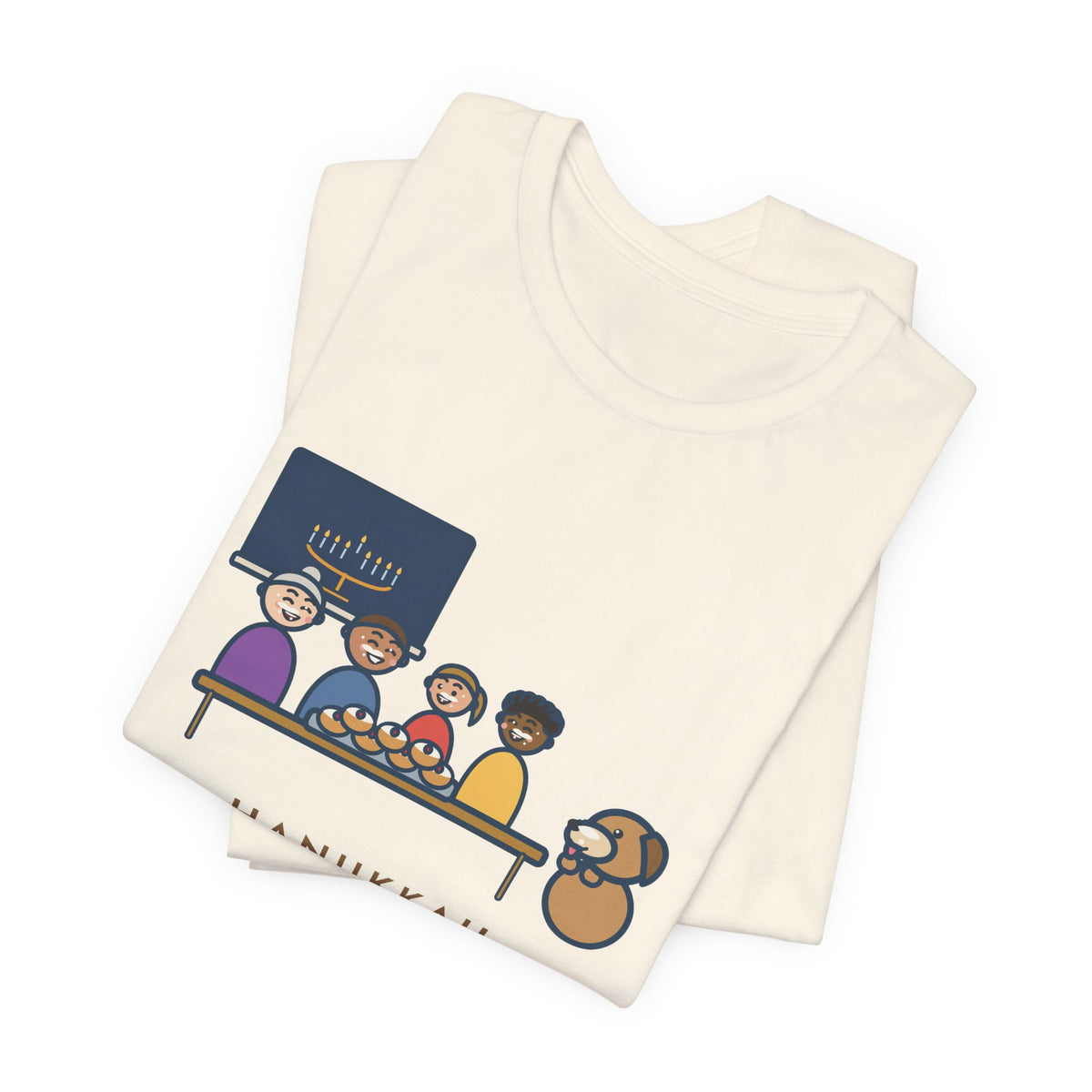 Funny Hanukkah T-Shirt, One Tray of Jelly Doughnuts, Powdered Sugar on Every Face, the Dog's Too, Sugar Mustaches Tee