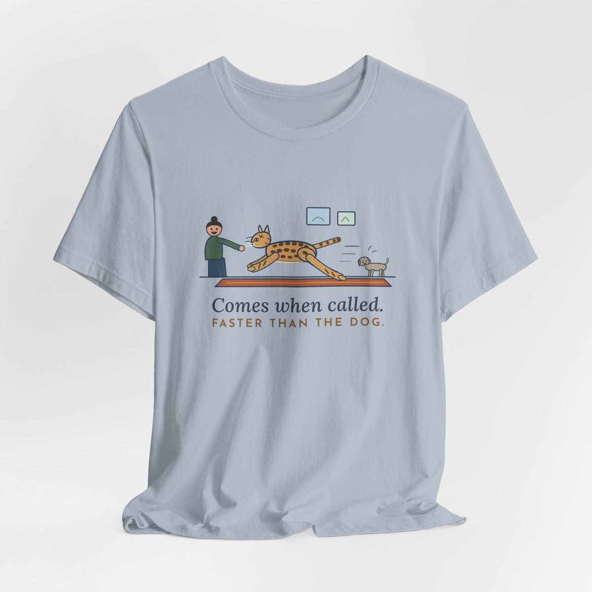 Ocicat T-Shirt - Comes When Called, Faster Than the Dog Funny Cat Tee