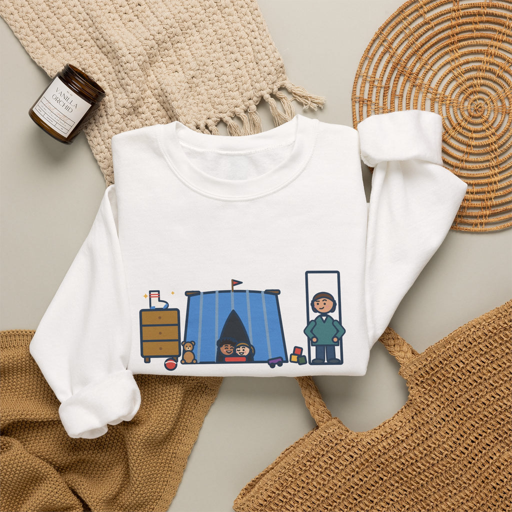 Parent Sweatshirt, Told the Kids to Clean Their Room, Found One Folded Sock and a Brand-New Fort, Funny Bedroom Fort Crewneck