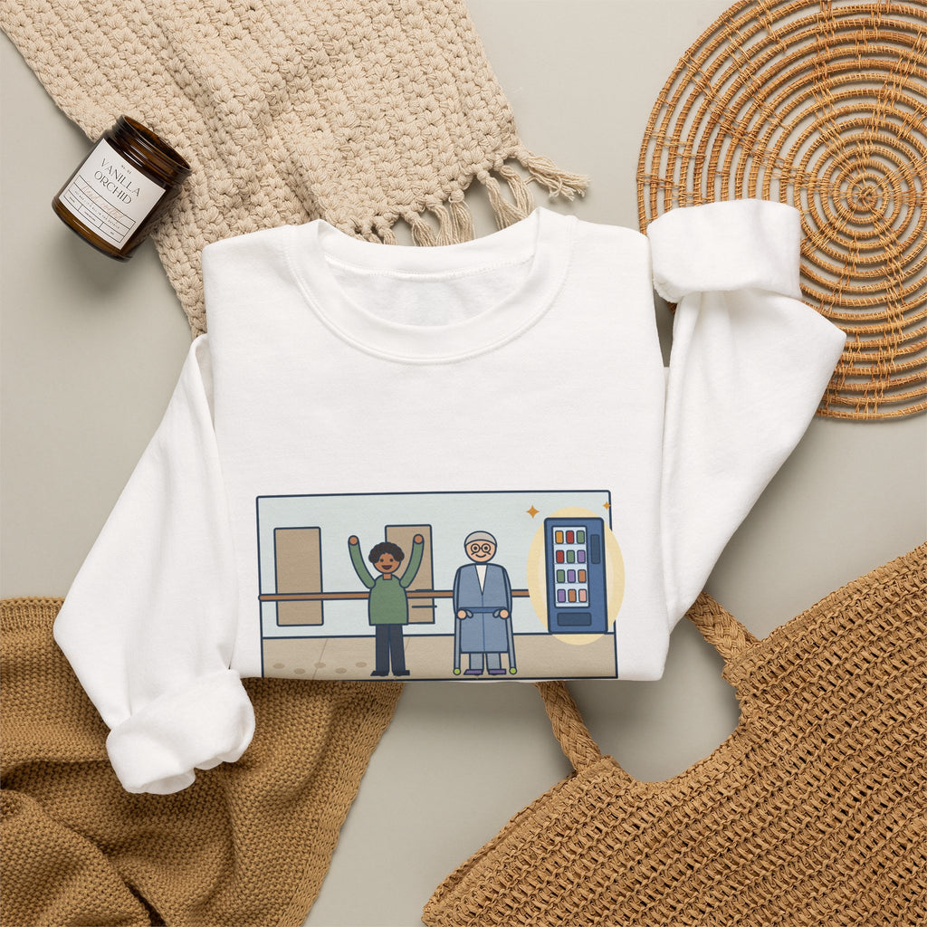 CVICU Nurse Sweatshirt, Day Two After Heart Surgery, He Walked the Whole Hallway to See the Vending Machine, Funny Hallway Walk Crewneck