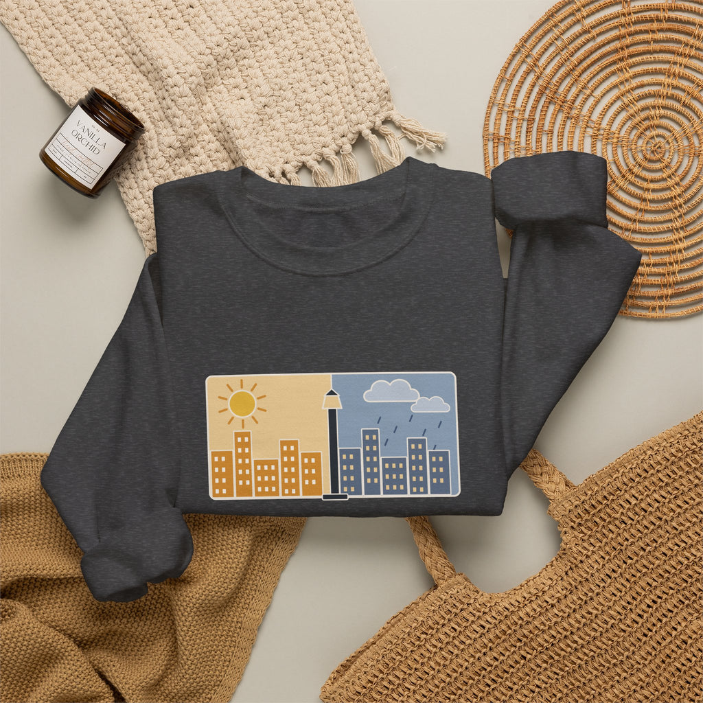 It Was the Best of Times, It Was the Worst of Times Sweatshirt, Literary Dickens Quote Crewneck with Split Skyline