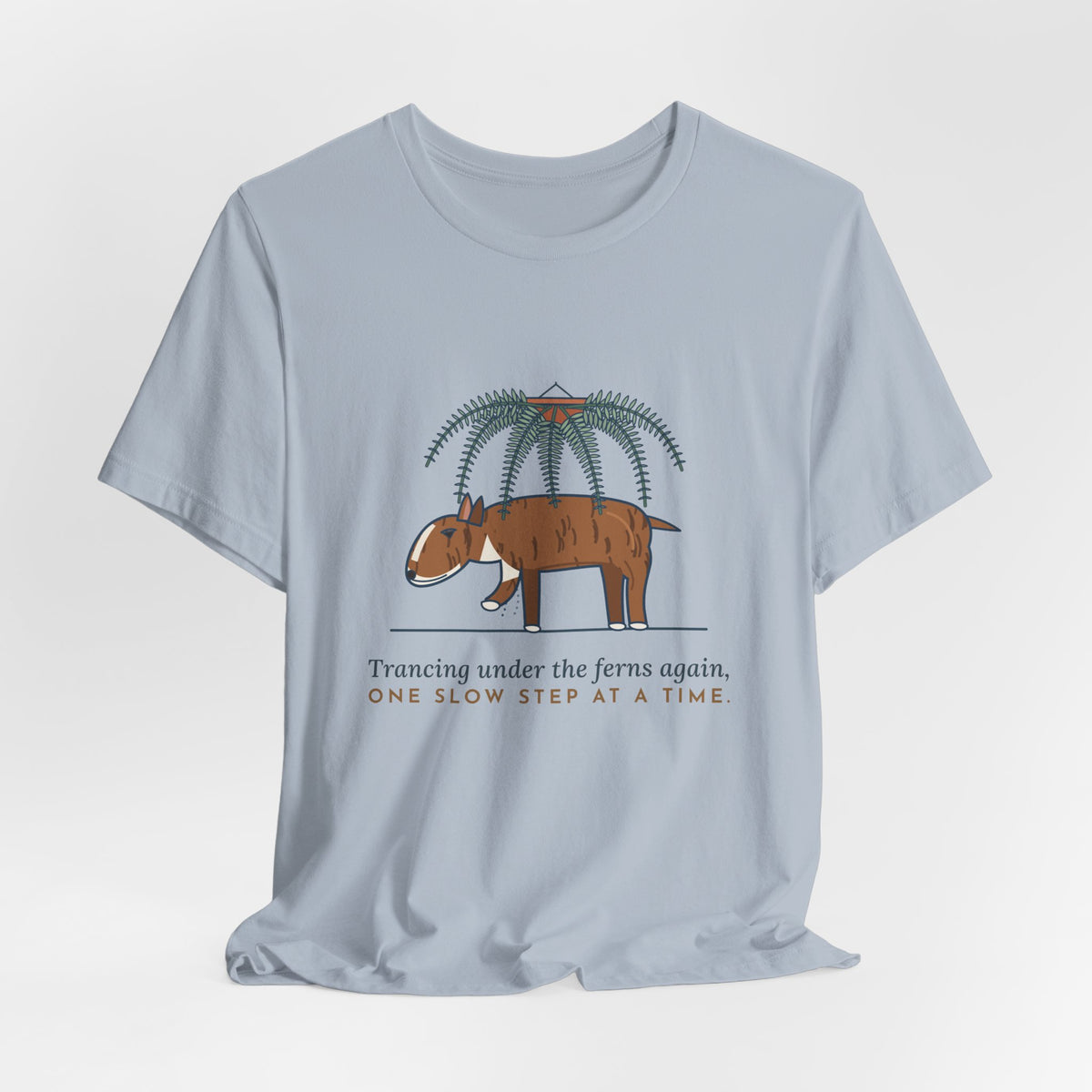 Bull Terrier T-Shirt - Trancing Under the Ferns Again Funny Ghost Walking Dog Tee