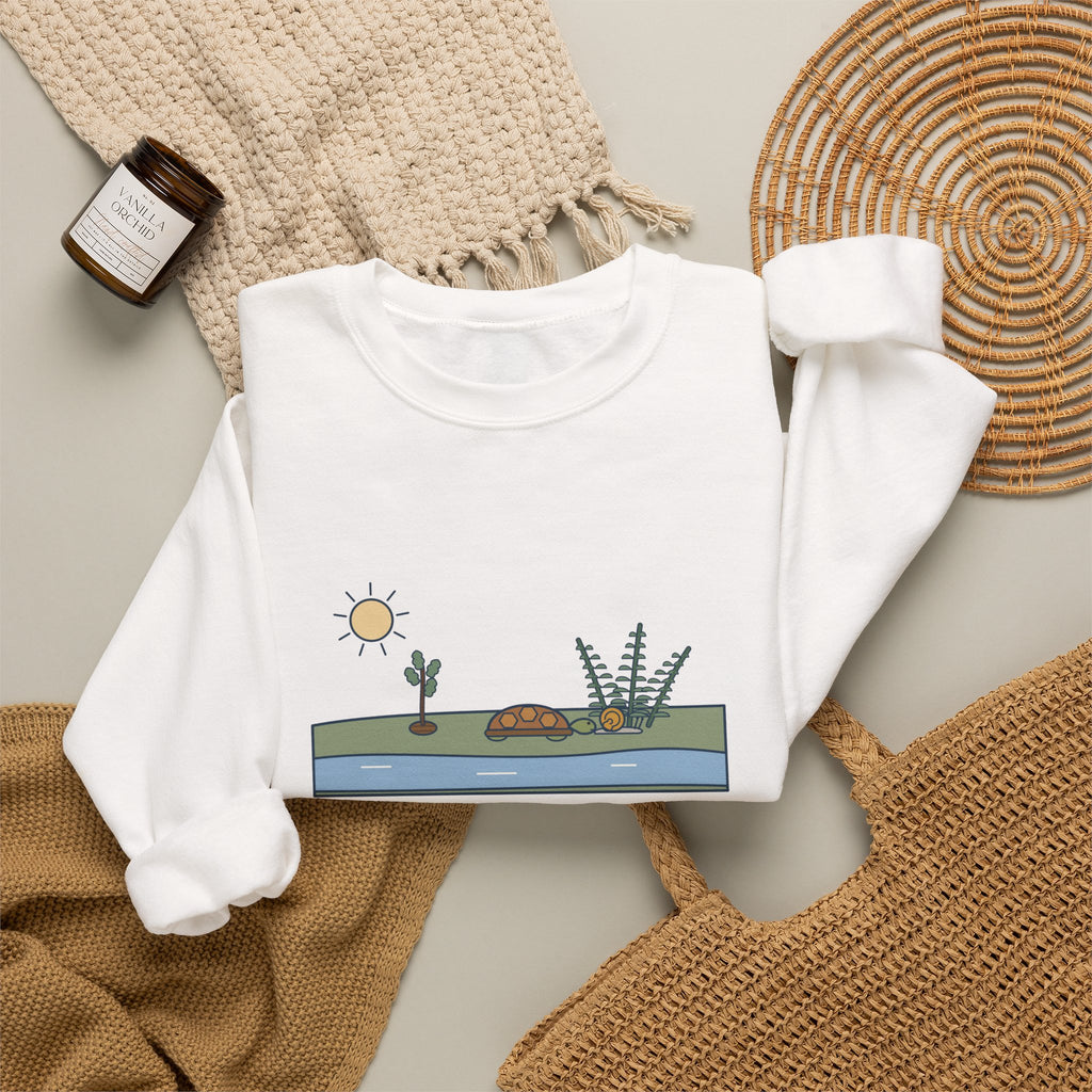 Adopt the Pace of Nature, Her Secret Is Patience Sweatshirt, Nature Emerson Quote Crewneck with Tortoise and Snail