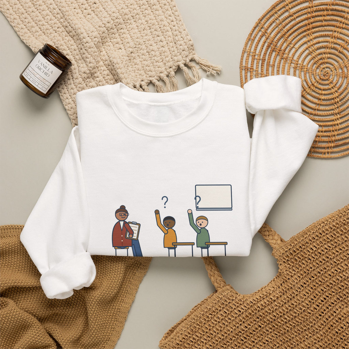 Instructional Coach Crewneck Sweatshirt - Two Kids Asked If I'm the Sub