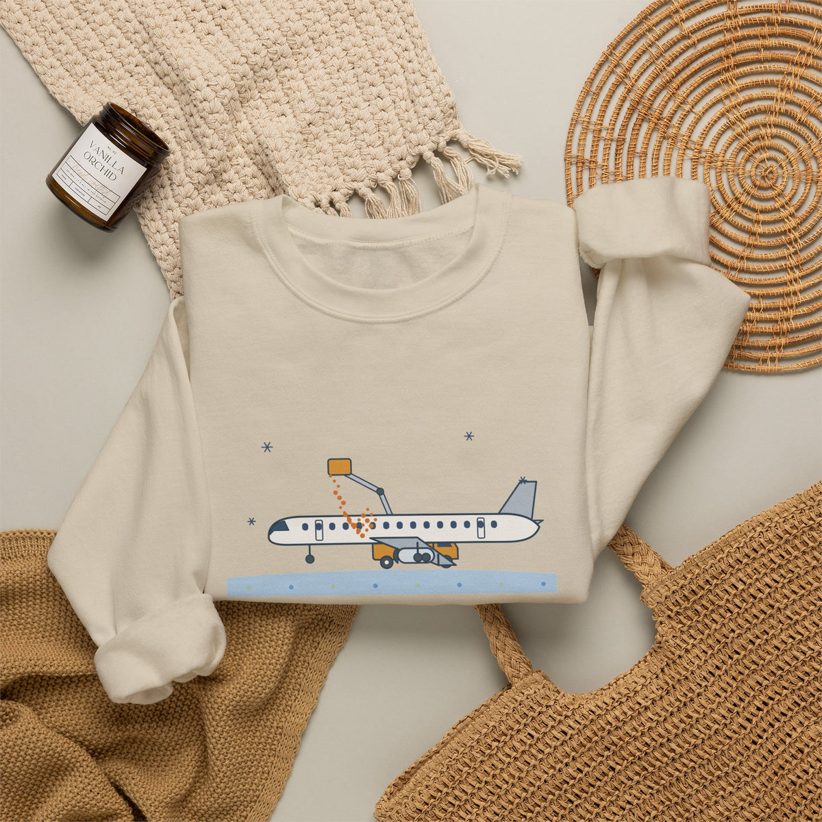 Holiday Travel Crewneck Sweatshirt - Still on the Deicing Pad Winter Flight Gift