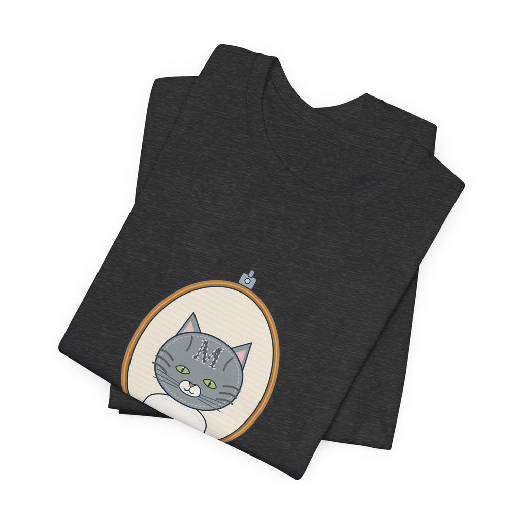 Gray Tabby Cat T-Shirt - Forehead M Initial, Nature's Own Letter Tabby Cat Lover Tee