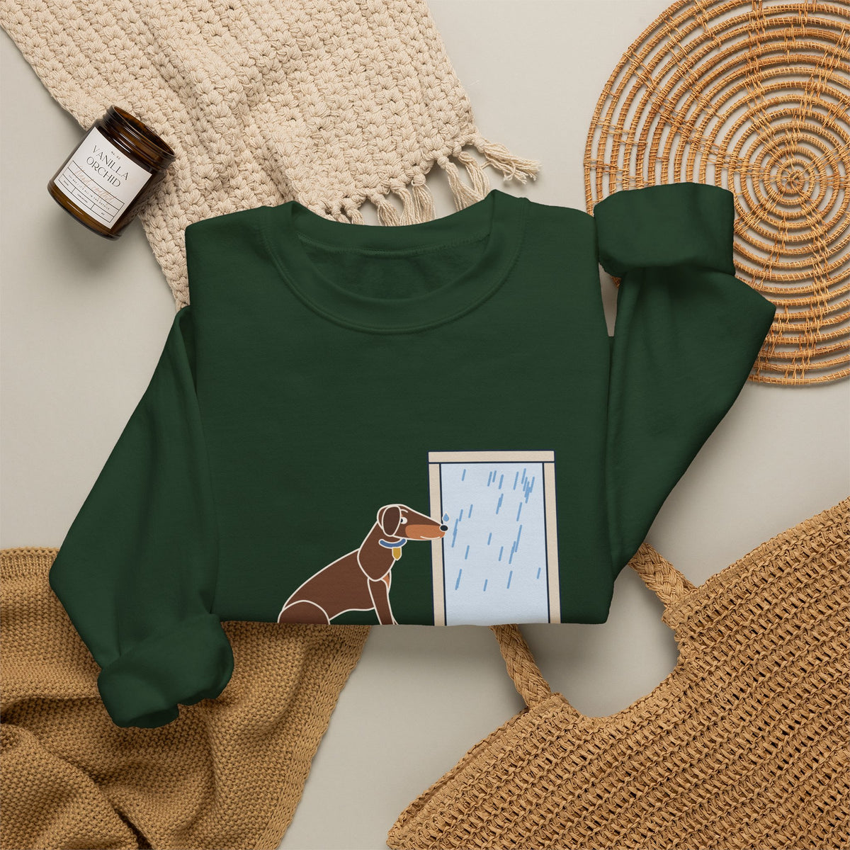 Doberman Crewneck Sweatshirt - Guard Dog. Won't Go Out in the Rain. Dobie Gift