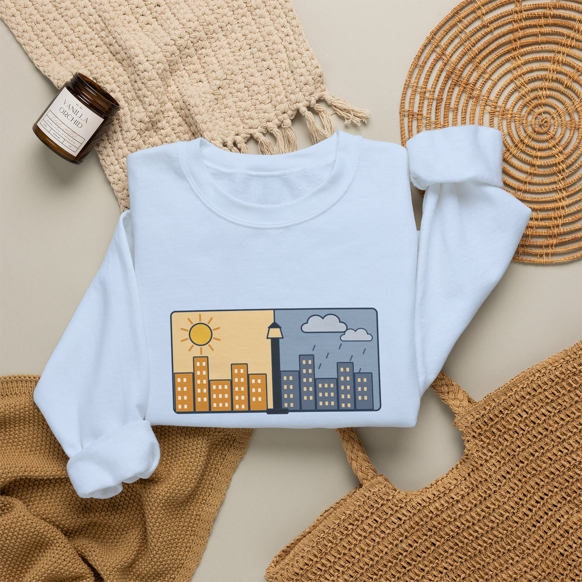 It Was the Best of Times, It Was the Worst of Times Sweatshirt, Literary Dickens Quote Crewneck with Split Skyline