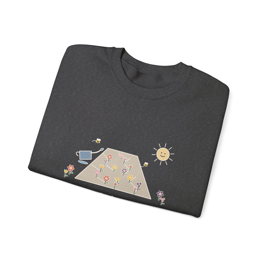 Earth Laughs in Flowers Sweatshirt, Garden Emerson Quote Crewneck with Wildflower Path