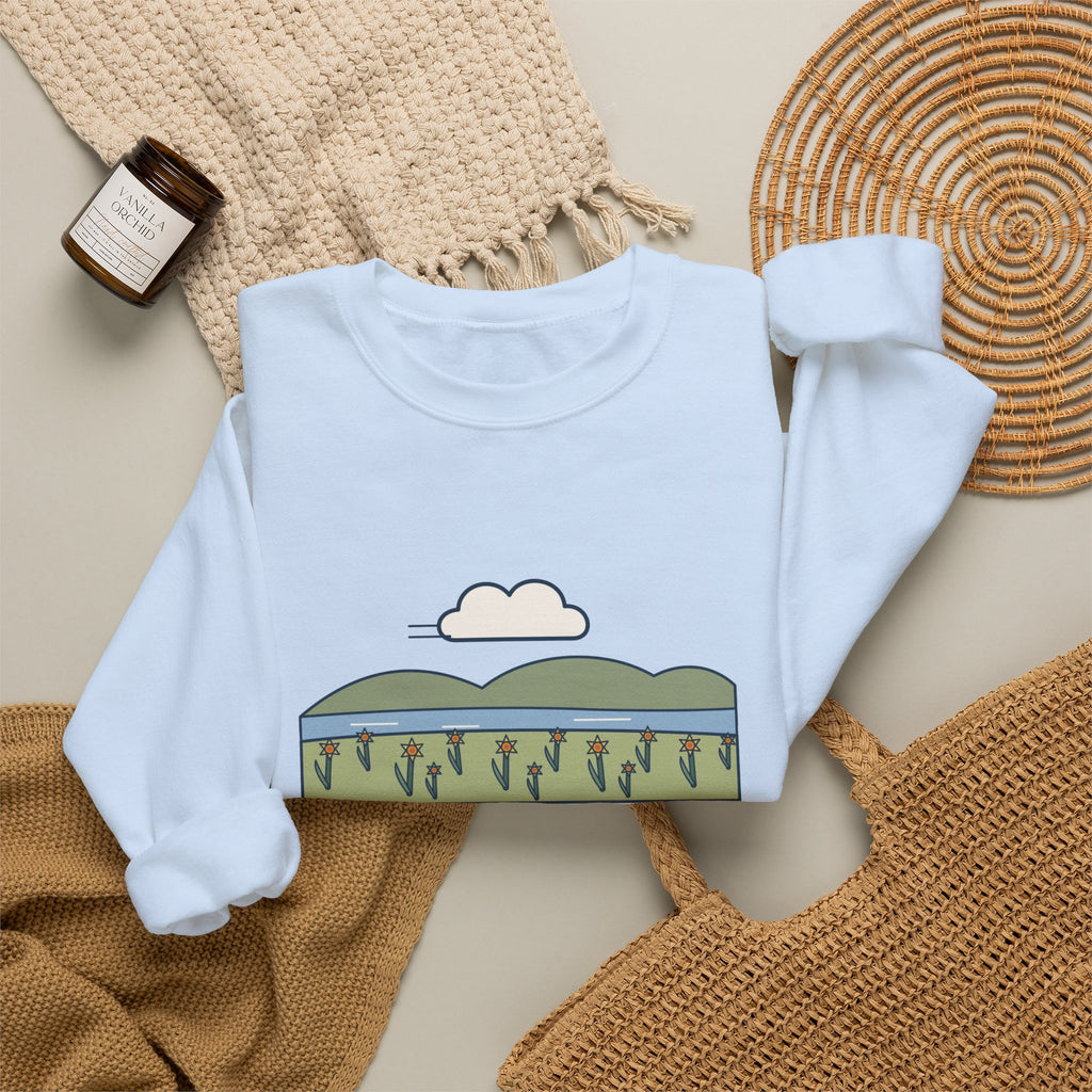 I Wandered Lonely as a Cloud Sweatshirt, Spring Wordsworth Quote Crewneck with Daffodil Meadow
