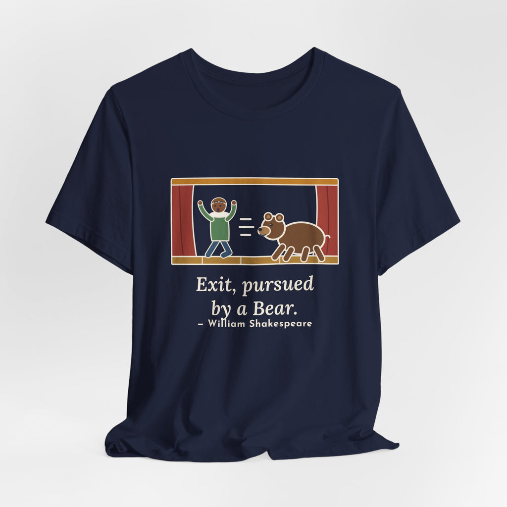 Shakespeare Quote T-Shirt, Exit, Pursued by a Bear, Theatre Stage Chase Tee