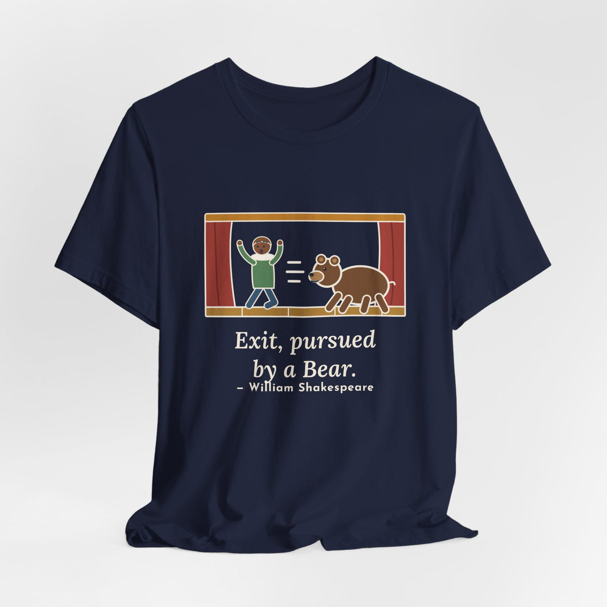 Shakespeare Quote T-Shirt, Exit, Pursued by a Bear, Theatre Stage Chase Tee
