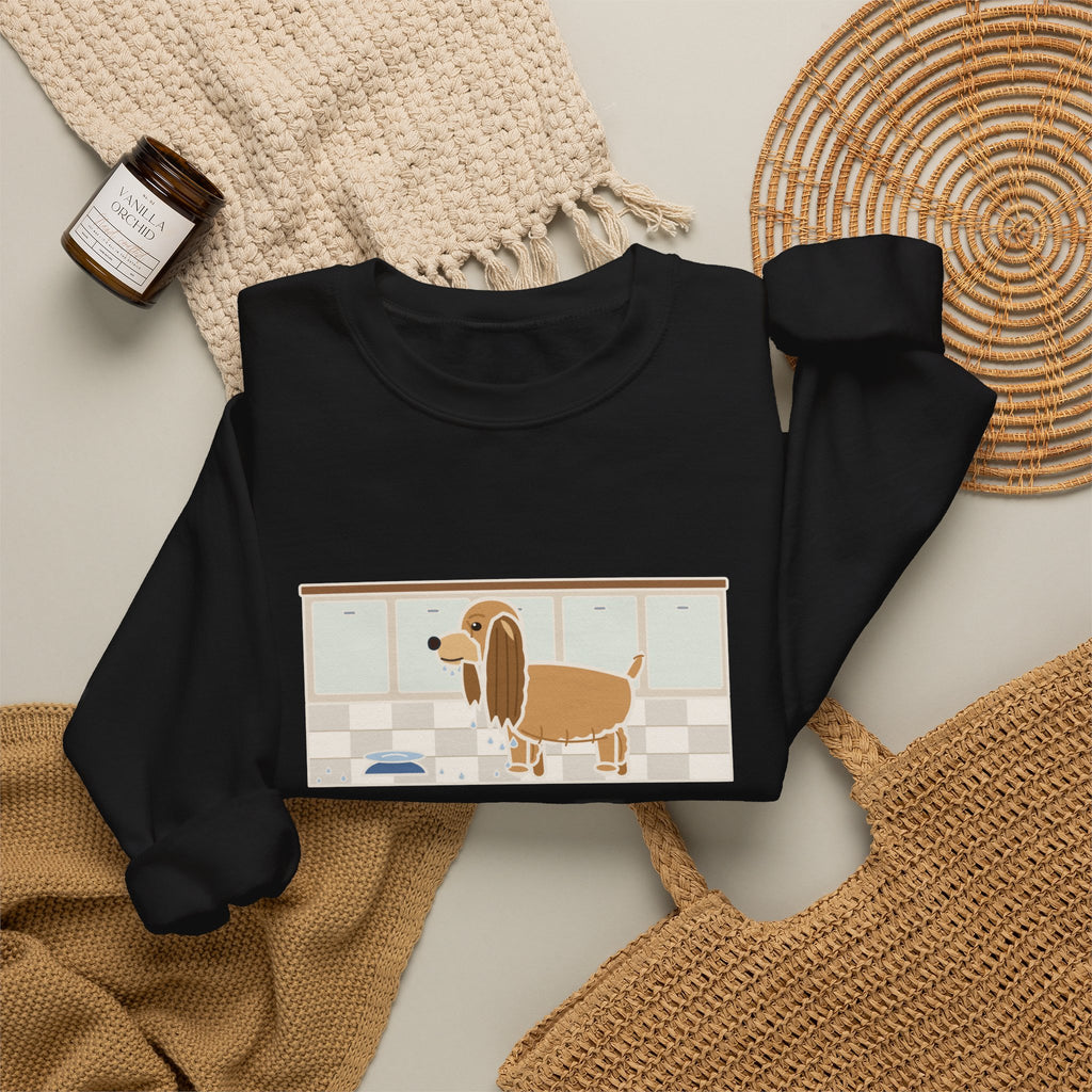 Cocker Spaniel Crewneck Sweatshirt - Wet Ears After One Sip of Water