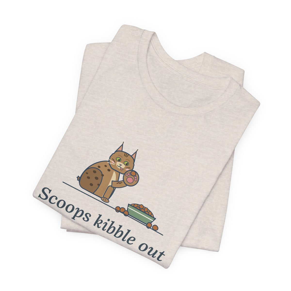 Pixiebob Cat T-Shirt - Scoops Kibble Out of the Bowl With Her Mitten Paw