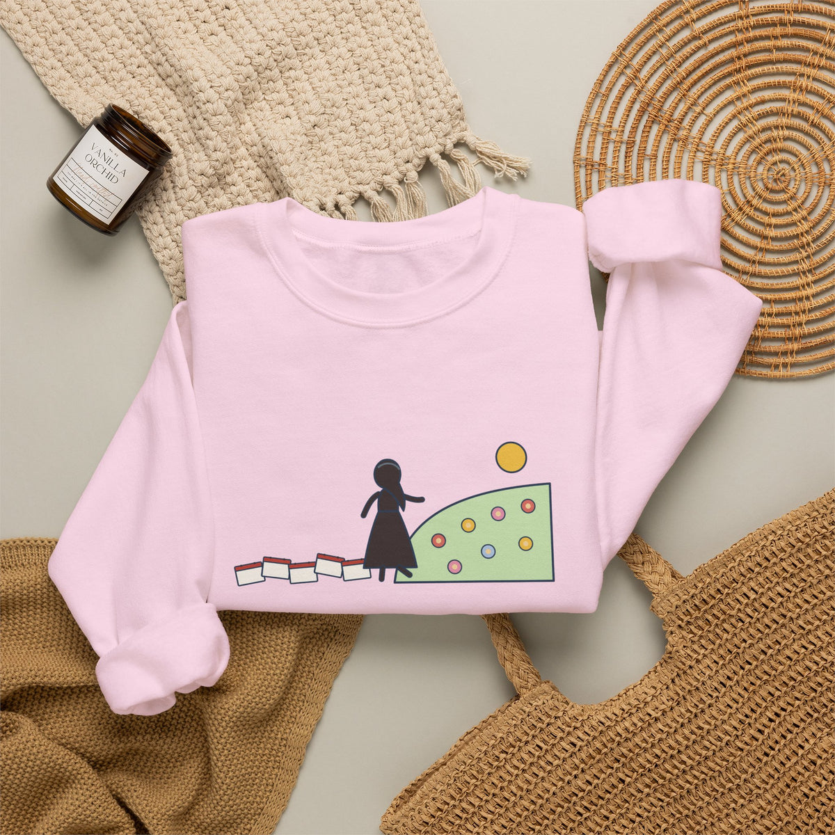 It's No Use Going Back to Yesterday Sweatshirt, Growth Lewis Carroll Quote Crewneck with Calendar Path