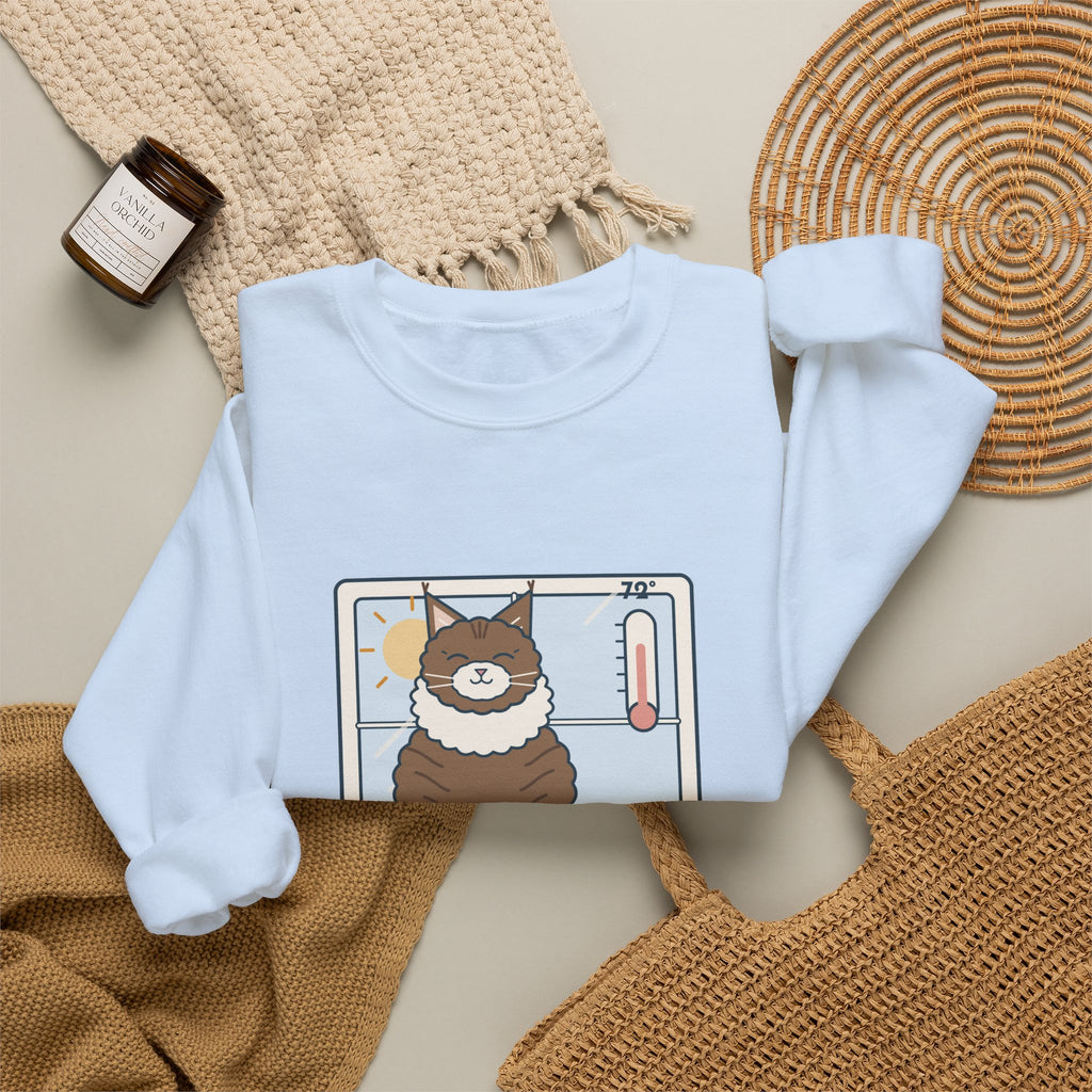 Norwegian Forest Cat Crewneck Sweatshirt - Wears a Winter Coat to the Windowsill