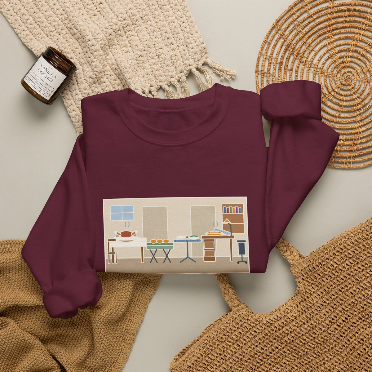 Funny Thanksgiving Sweatshirt, Four Tables and My Desk, Big Family Host Crewneck