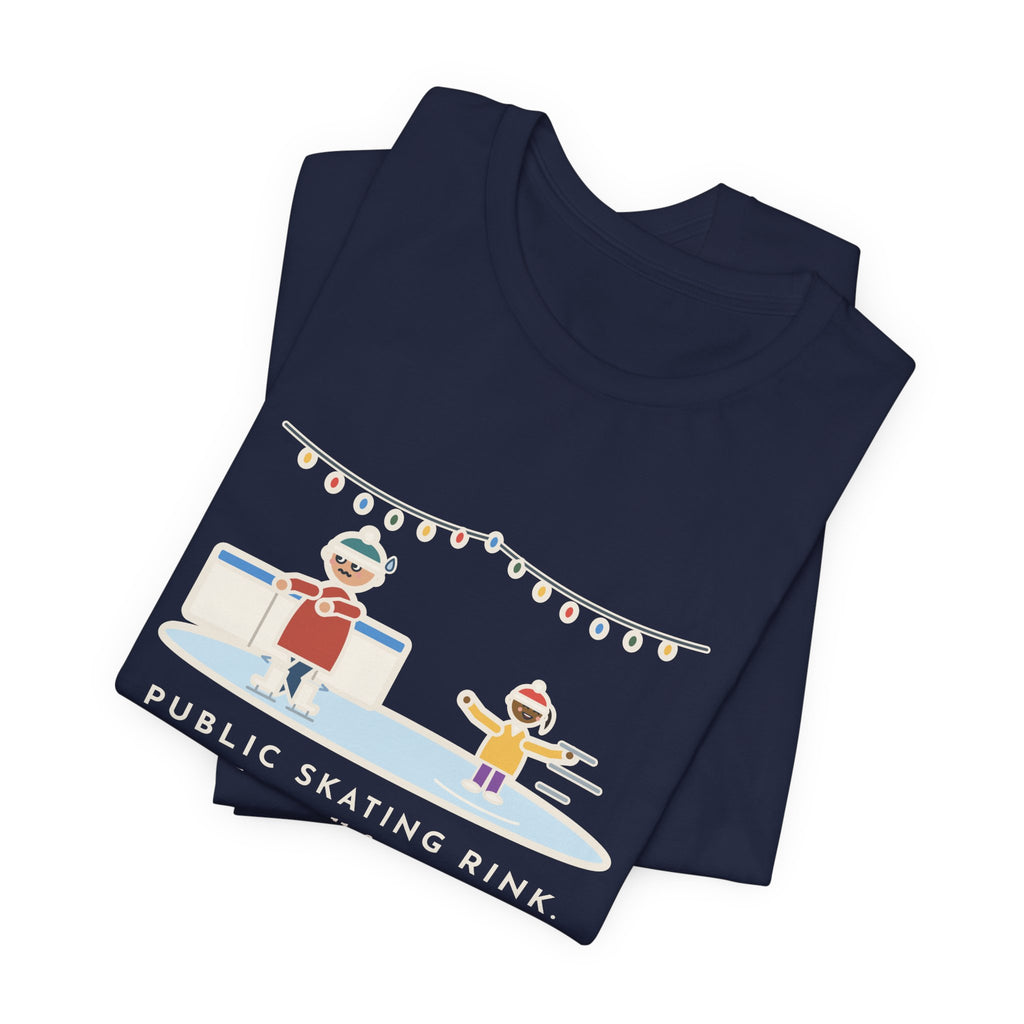 Funny Ice Skating T-Shirt, Held the Wall for an Hour, A Six-Year-Old Skated Past Me Backward, Outdoor Rink Tee