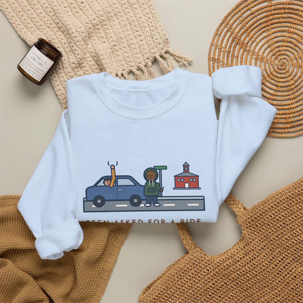 Teen Parent Sweatshirt, Teen Asked for a Ride, Wanted to Be Dropped Off a Block Away, Funny Street Corner Crewneck