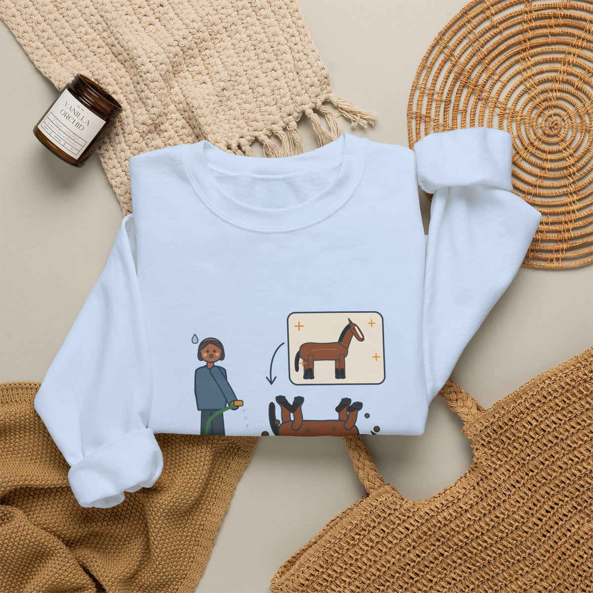 Horse Lover Crewneck Sweatshirt - Every Bath Ends in a Mud Roll