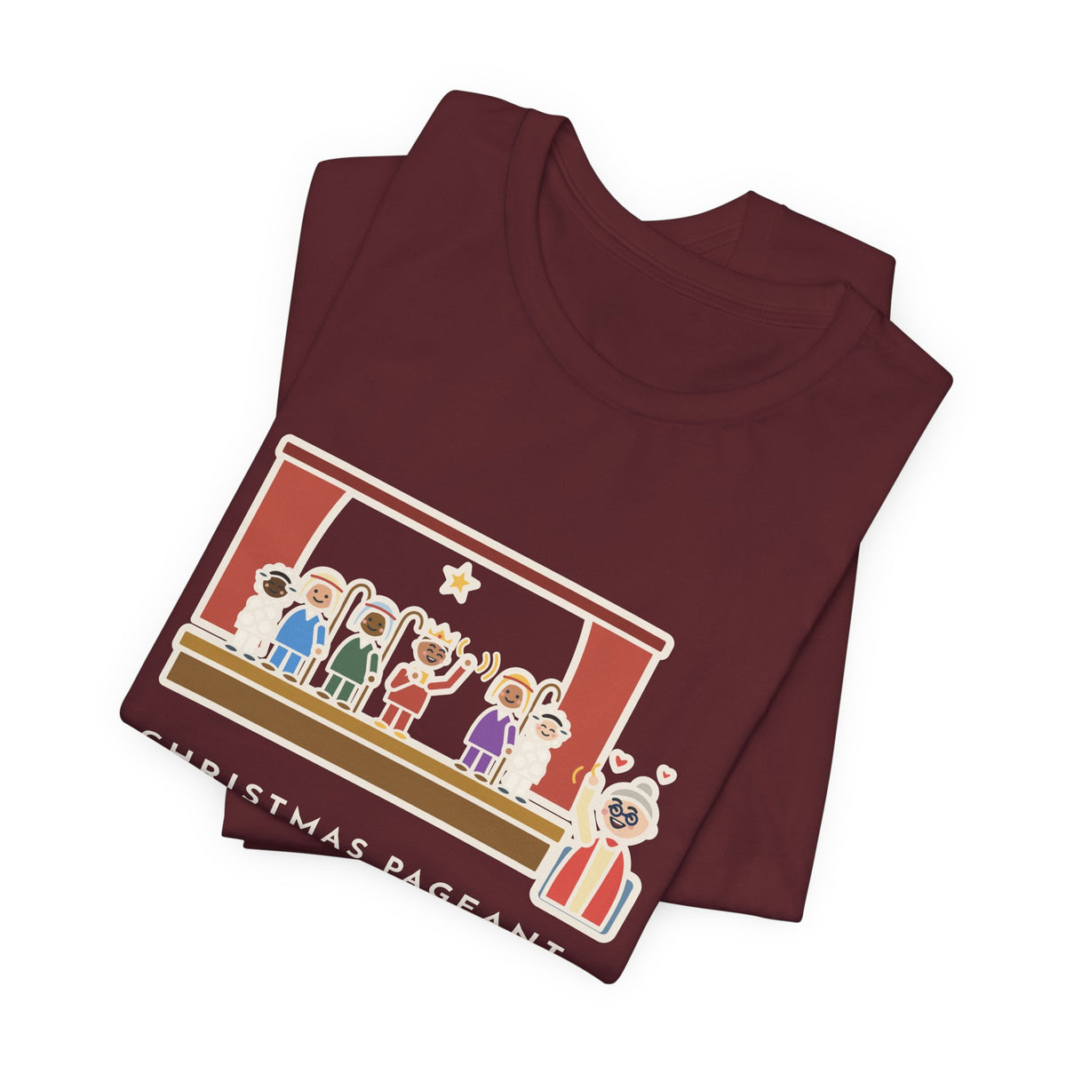 Funny Christmas Pageant T-Shirt, Three Shepherds, Two Sheep, One Wise Man Who Waved at Grandma the Whole Time, Pageant Stage Tee