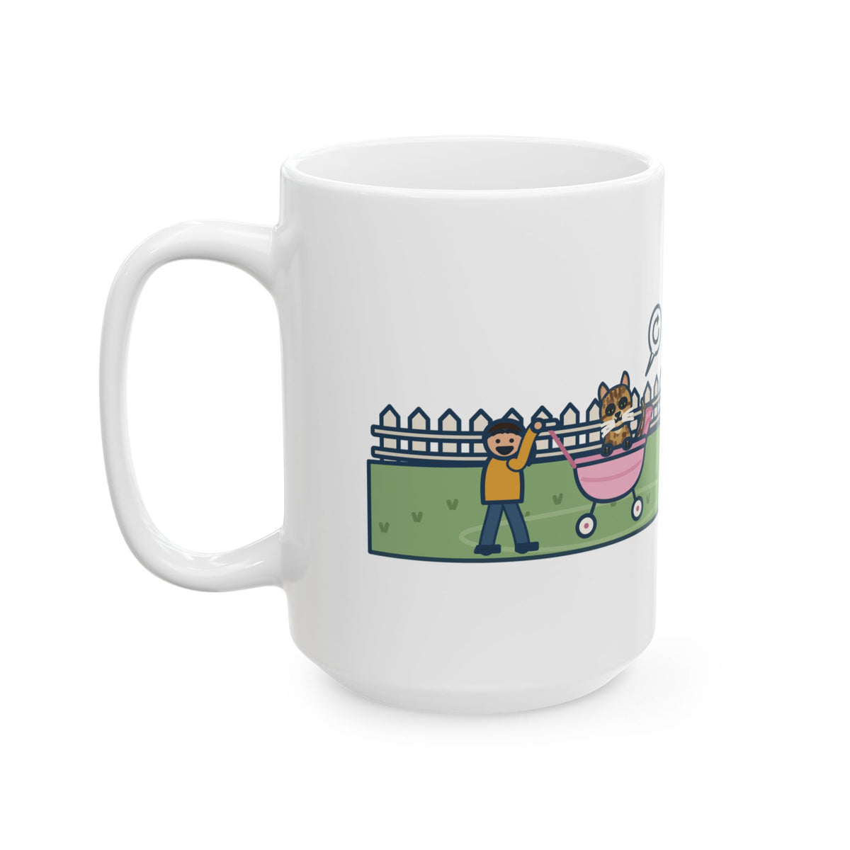 Large Australian Mist Cat Mug 15oz - Rode Around the Yard in the Doll Stroller, Another Lap
