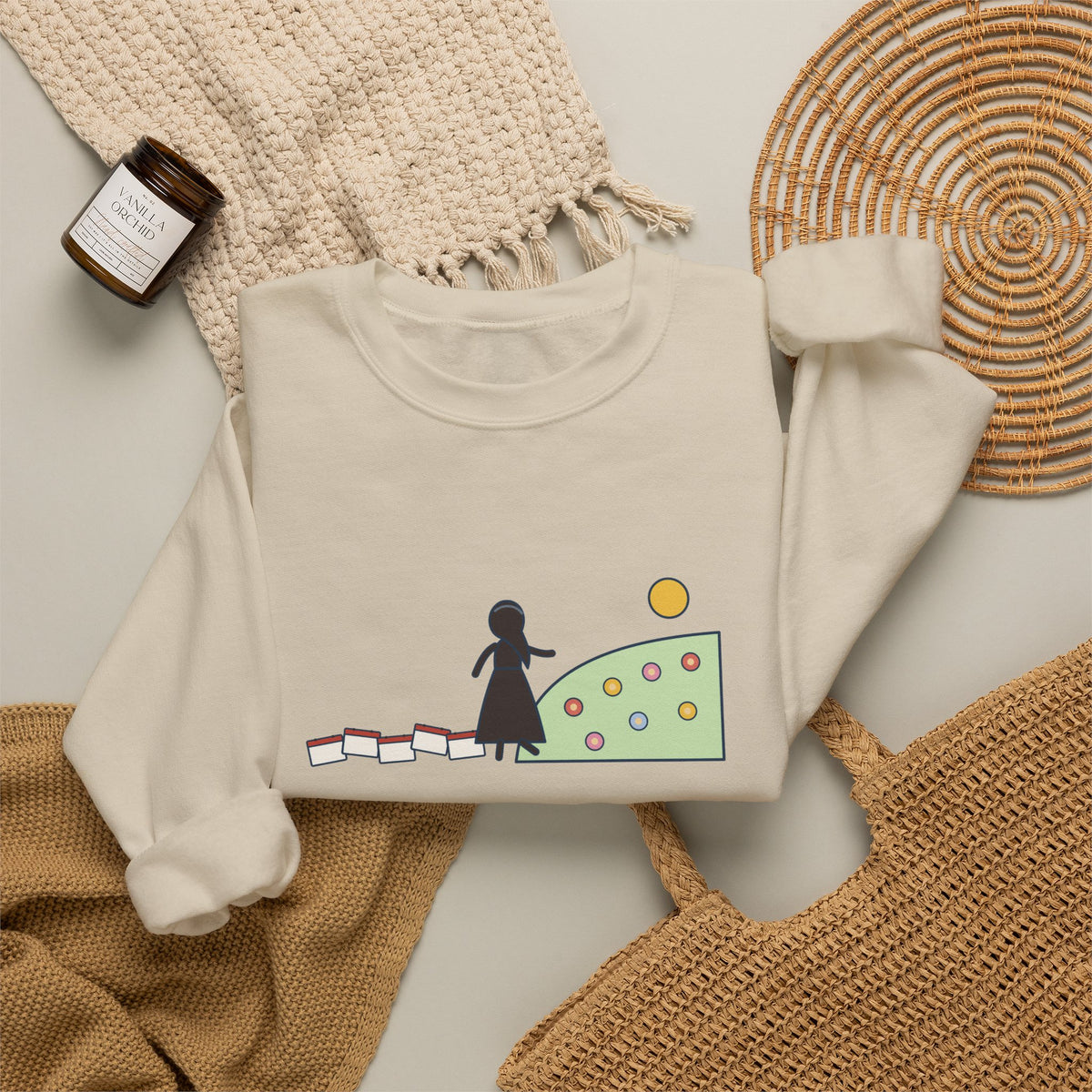 It's No Use Going Back to Yesterday Sweatshirt, Growth Lewis Carroll Quote Crewneck with Calendar Path