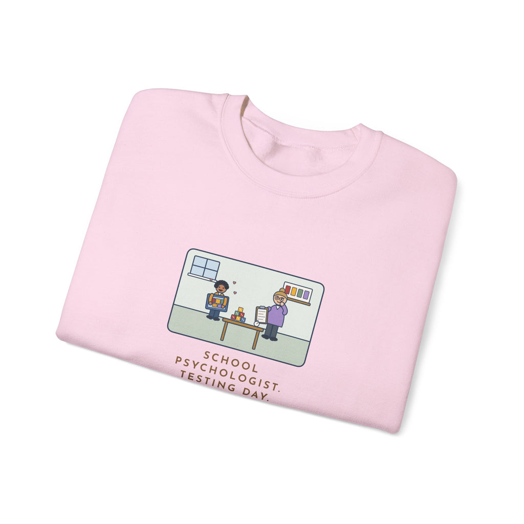 School Psychologist Sweatshirt, Testing Day, He Finished the Puzzle Section and Asked to Take the Puzzles Home, Funny Testing Room Crewneck