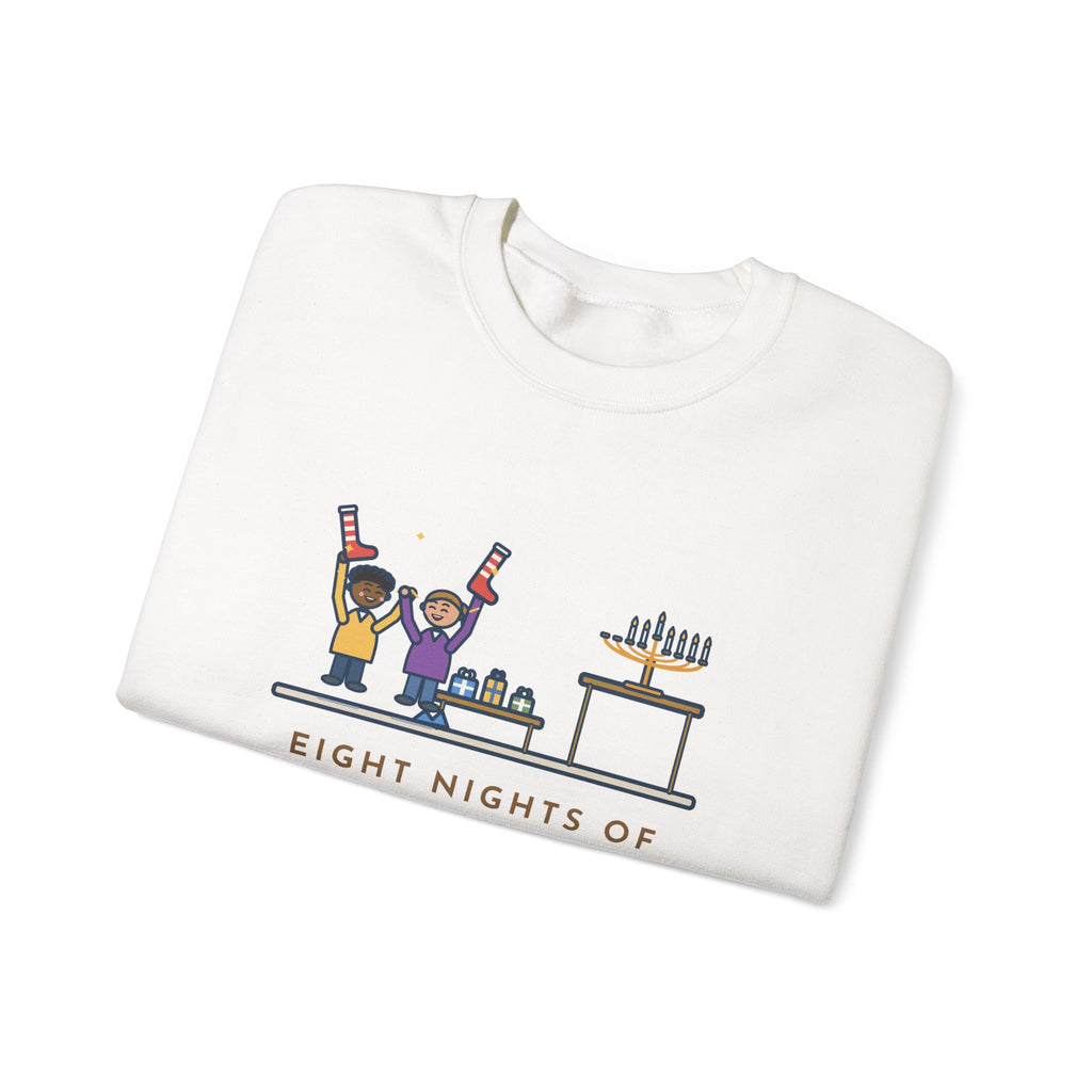 Hanukkah Sweatshirt, Eight Nights of Gifts, Night Six Was Socks, the Kids Cheered Anyway, Funny Night Six Crewneck