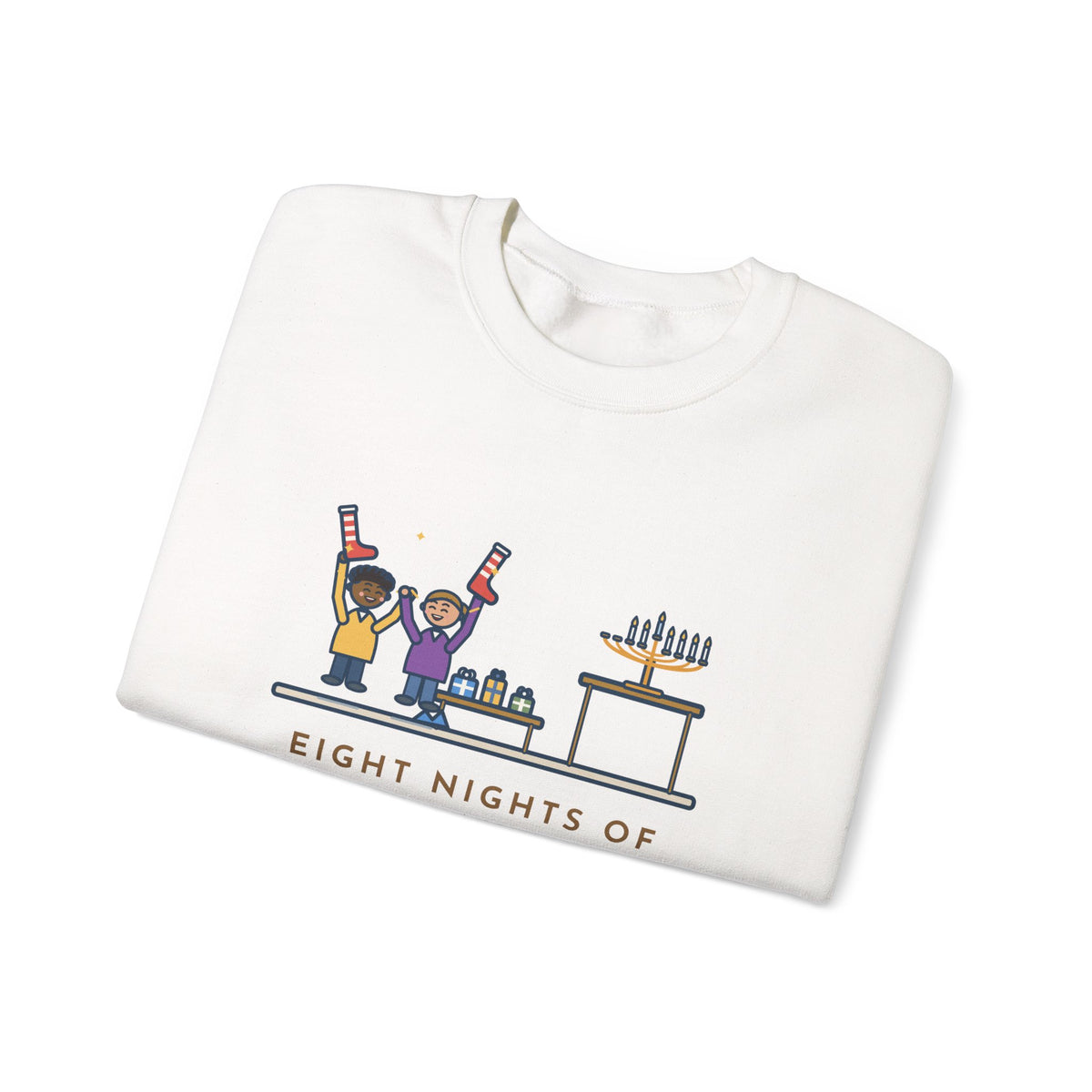 Hanukkah Sweatshirt, Eight Nights of Gifts, Night Six Was Socks, the Kids Cheered Anyway, Funny Night Six Crewneck