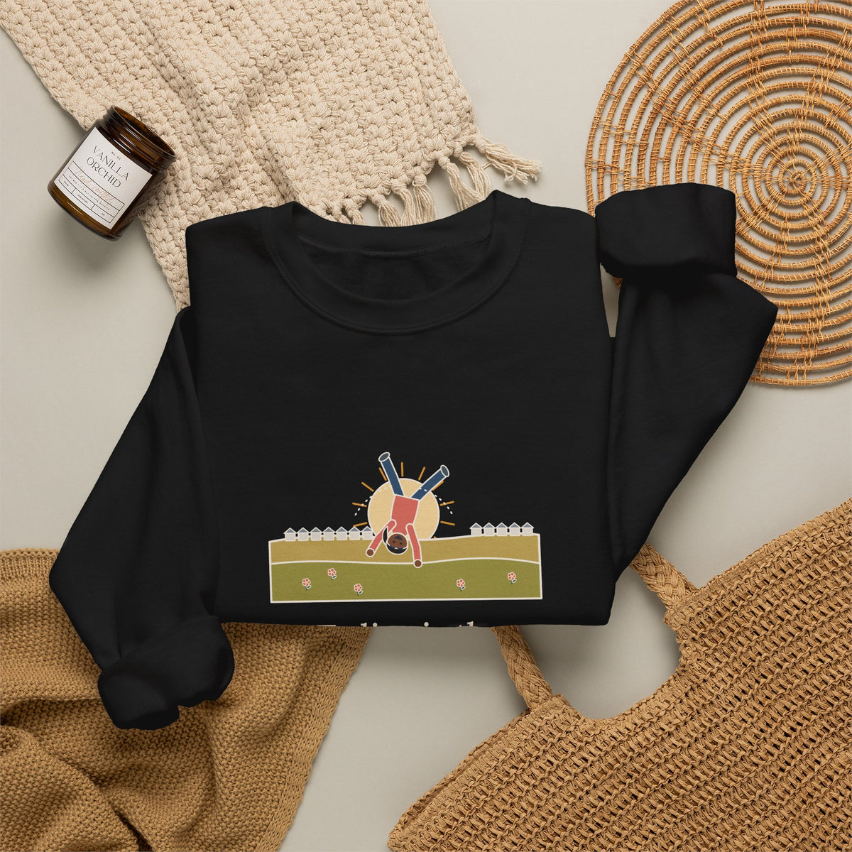 To Live Is the Rarest Thing in the World Sweatshirt, Literary Oscar Wilde Quote Crewneck with Cartwheel Meadow