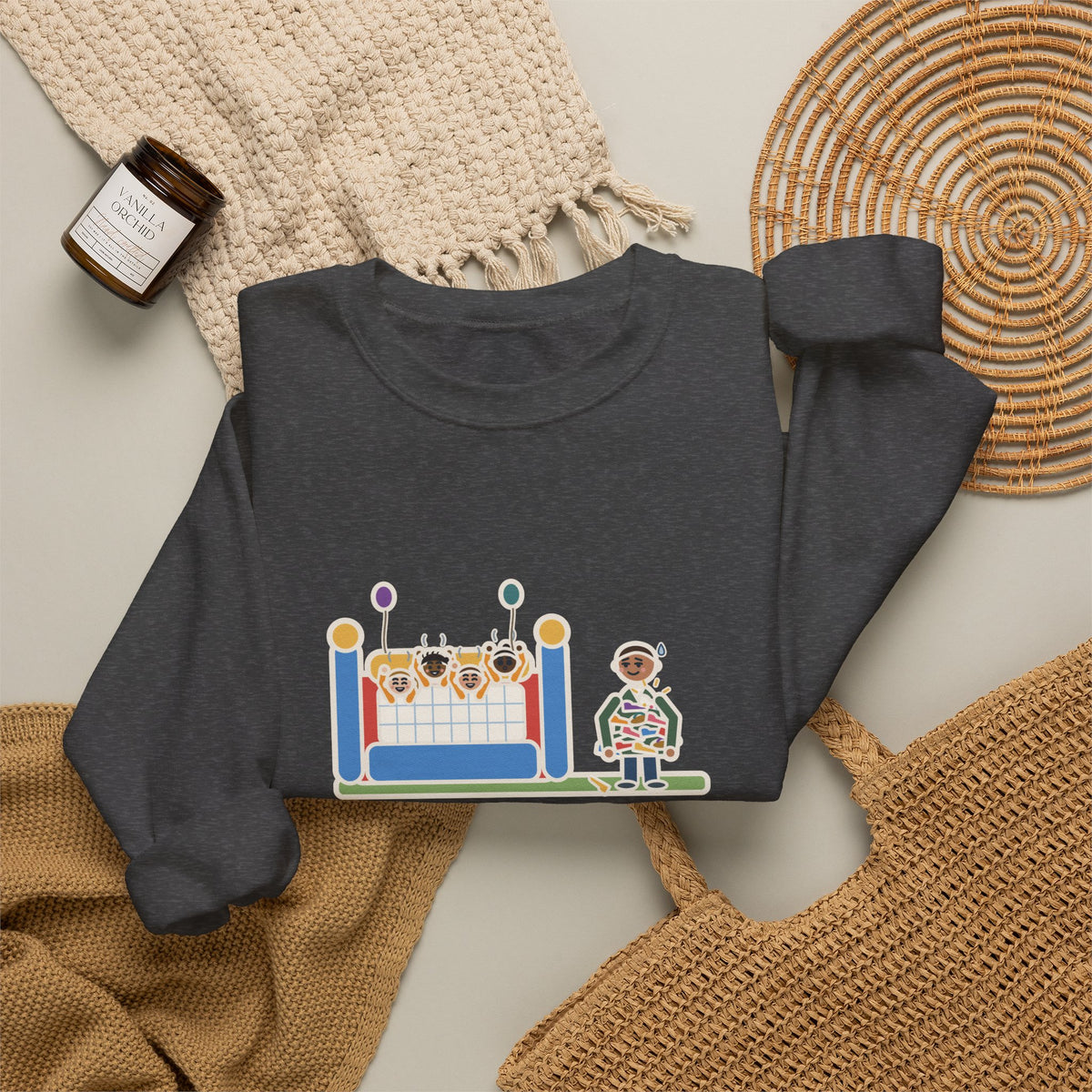Birthday Party Sweatshirt, Sixteen Kids, One Bounce House, and I Held Every Shoe, Funny Backyard Party Crewneck