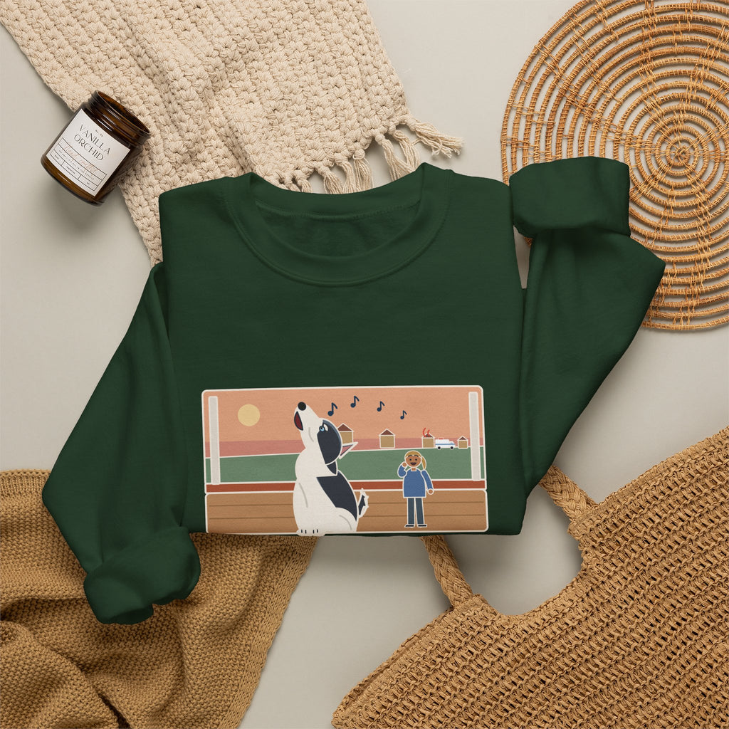 Pitsky Sweatshirt, Heard a Siren Two Streets Over and Sang Along Until It Was Gone, Funny Porch Concert Crewneck