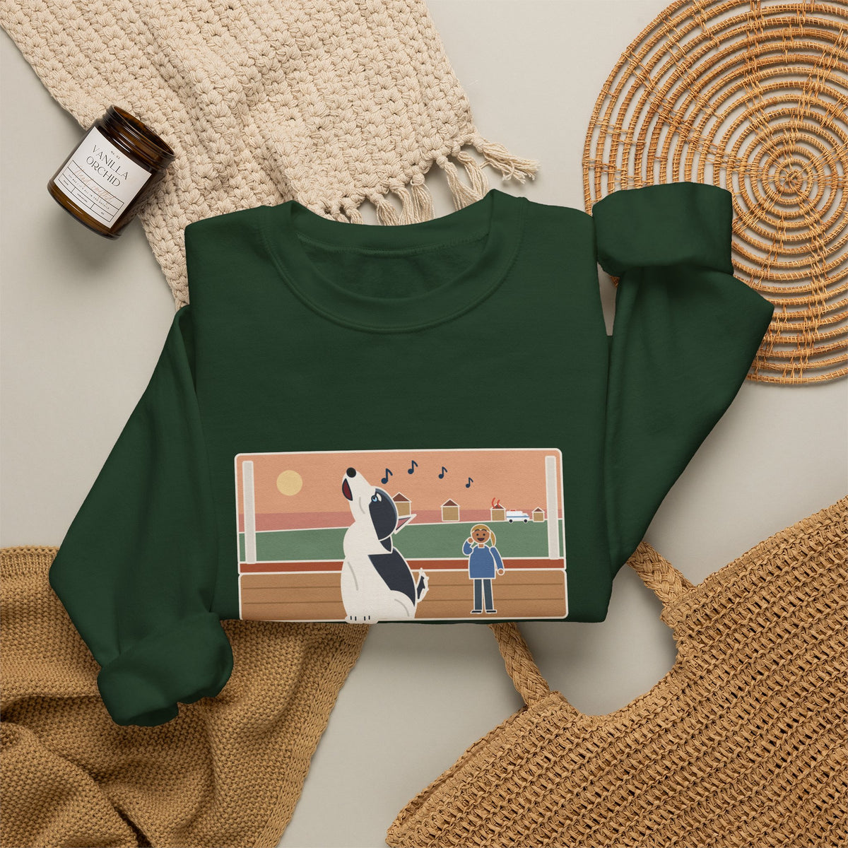 Pitsky Sweatshirt, Heard a Siren Two Streets Over and Sang Along Until It Was Gone, Funny Porch Concert Crewneck
