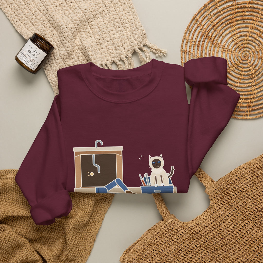 Birman Cat Crewneck Sweatshirt - Toolbox Seat for the Kitchen Sink Repair