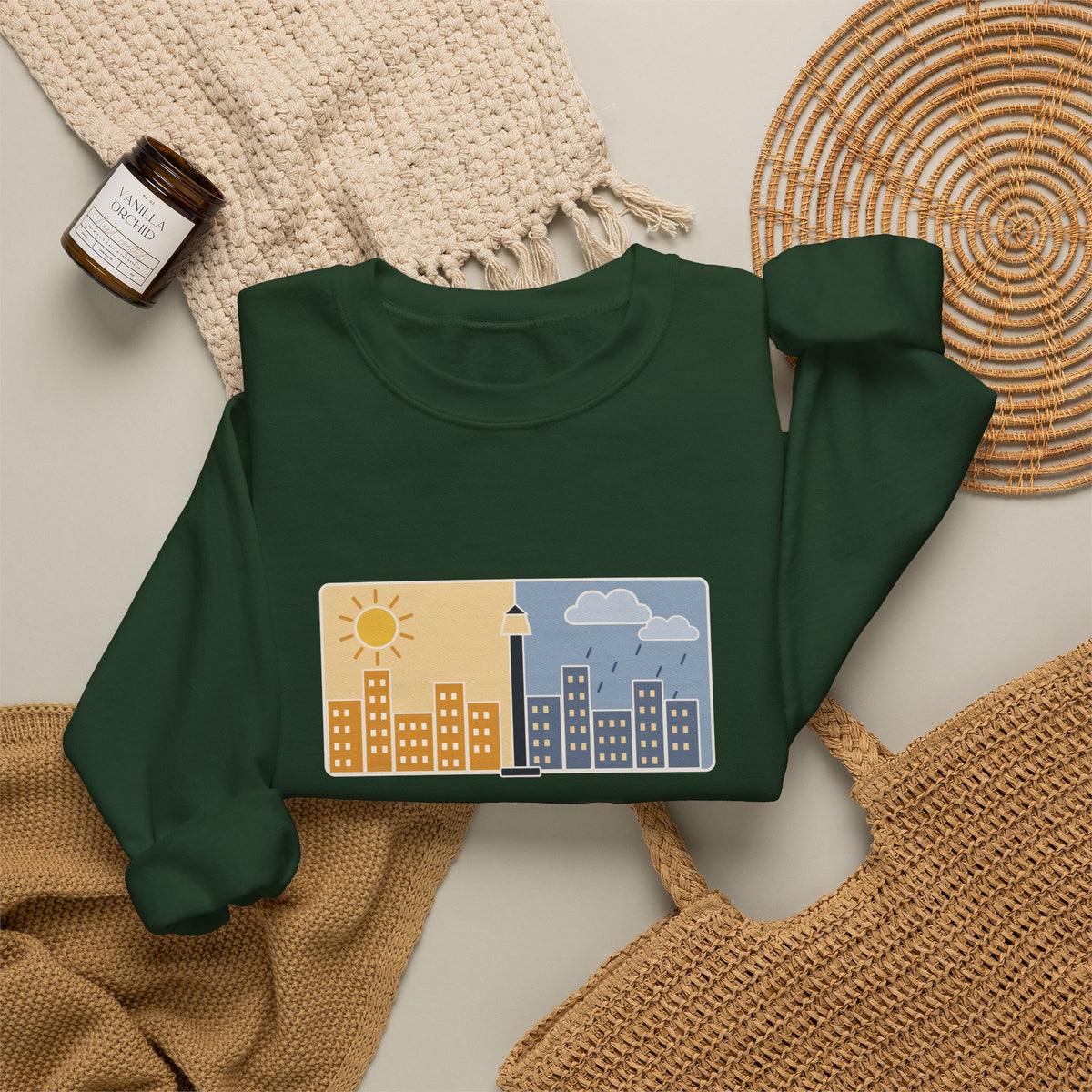 It Was the Best of Times, It Was the Worst of Times Sweatshirt, Literary Dickens Quote Crewneck with Split Skyline