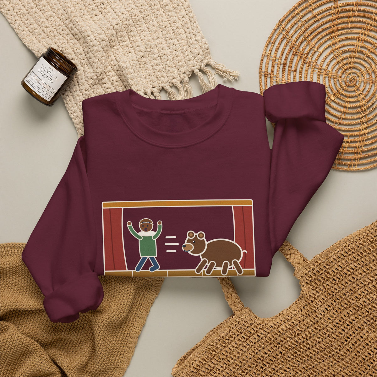 Exit, Pursued by a Bear Sweatshirt, Theatre Shakespeare Quote Crewneck with Stage Chase