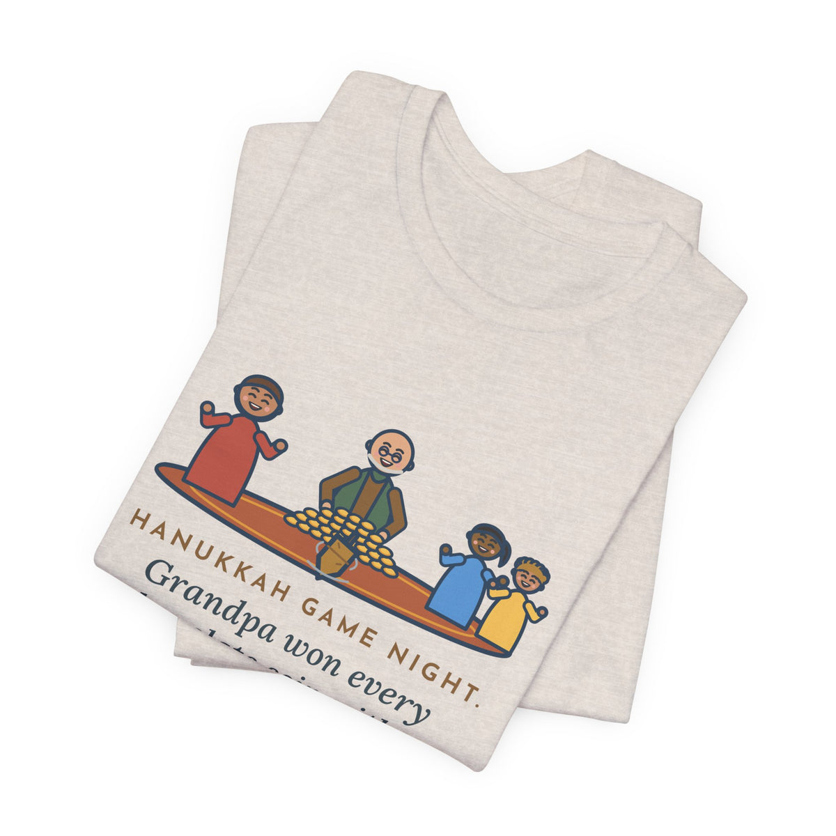Funny Hanukkah Game Night T-Shirt, Grandpa Won Every Chocolate Coin with a Dreidel Older Than Mom, Living Room Rug Tee