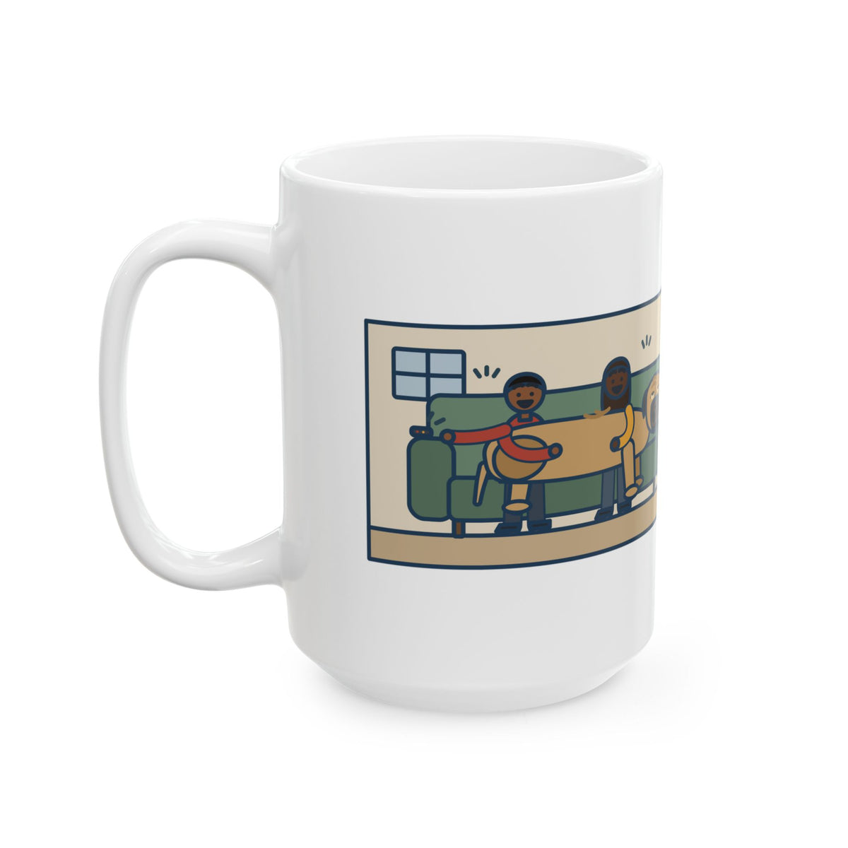 Decided He Was a Lap Dog, Two of Us Pinned to the Couch 15oz Mug, Large Funny Bullmastiff Coffee Mug