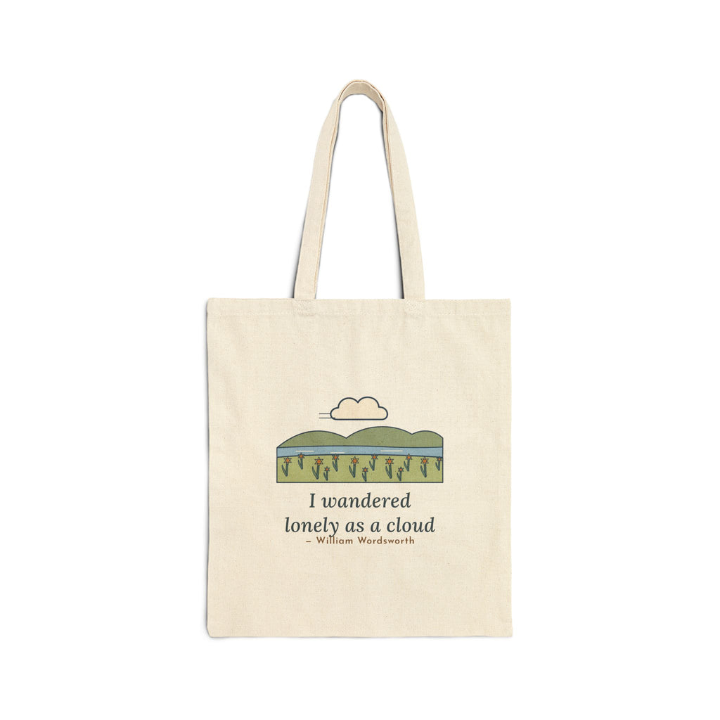 I Wandered Lonely as a Cloud Tote Bag, Spring Wordsworth Quote Tote with Daffodil Meadow