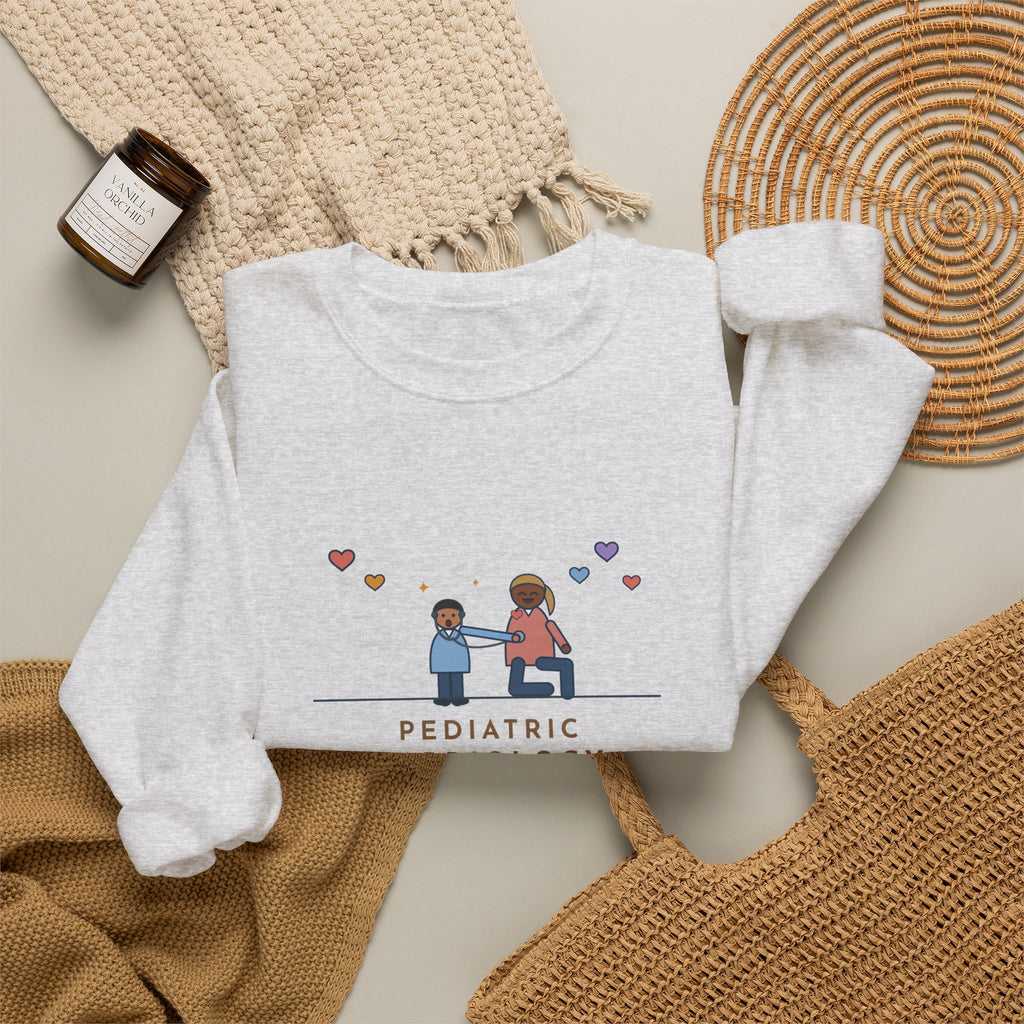 Pediatric Cardiology Nurse Sweatshirt, Let Him Listen to His Own Heart, He Asked to Hear Mine, Funny Clinic Visit Crewneck