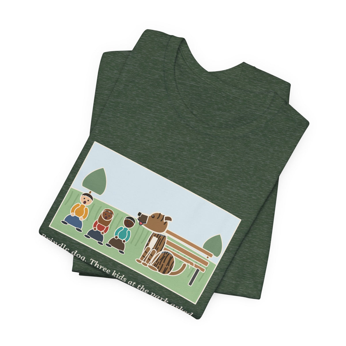 Funny Brindle Dog T-Shirt, Three Kids at the Park Asked If She Was Part Tiger, She Wagged Yes, Park Day Tee